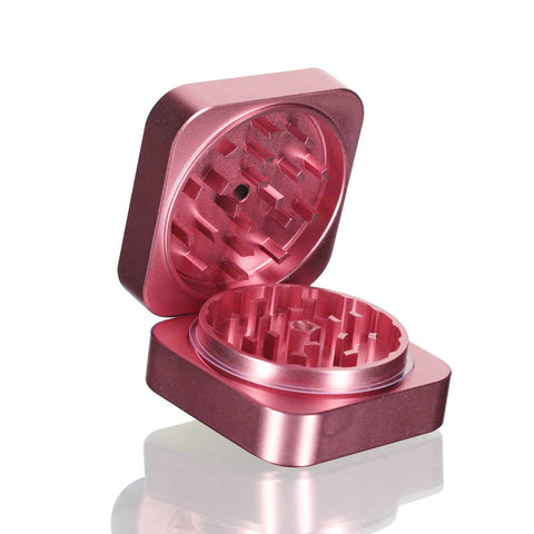 Two-Part Square Metal Grinder - Pink Open