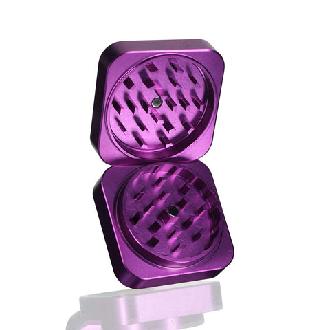 Two-Part Square Metal Grinder - Purple Full Open